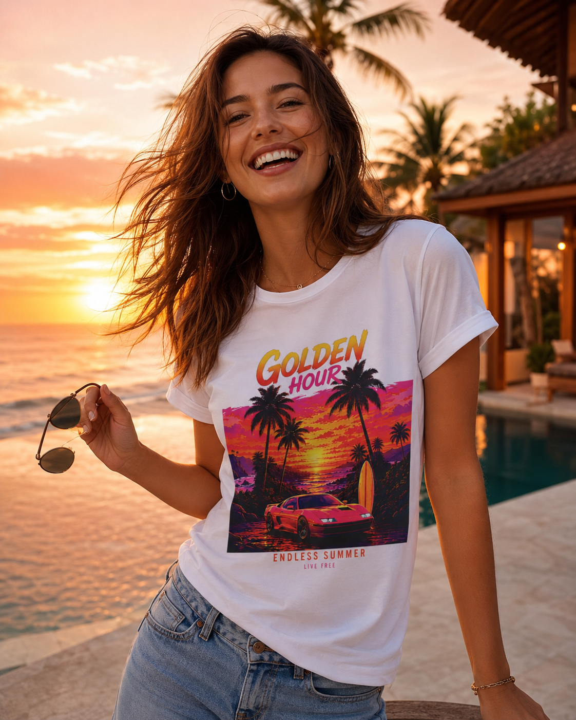 Golden Hour Graphic Sueded T-Shirt