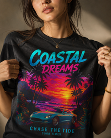 Coastal Dreams Sunset T-Shirt — Retro Beach Graphic Tee