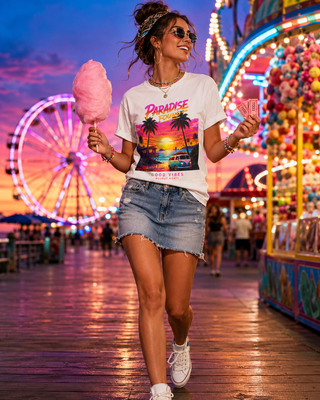 Paradise Found Sunset T-Shirt — Good Vibes Tropical Beach Graphic