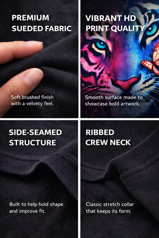 Vibrant Neon Tiger Design Unisex Sueded T-Shirt