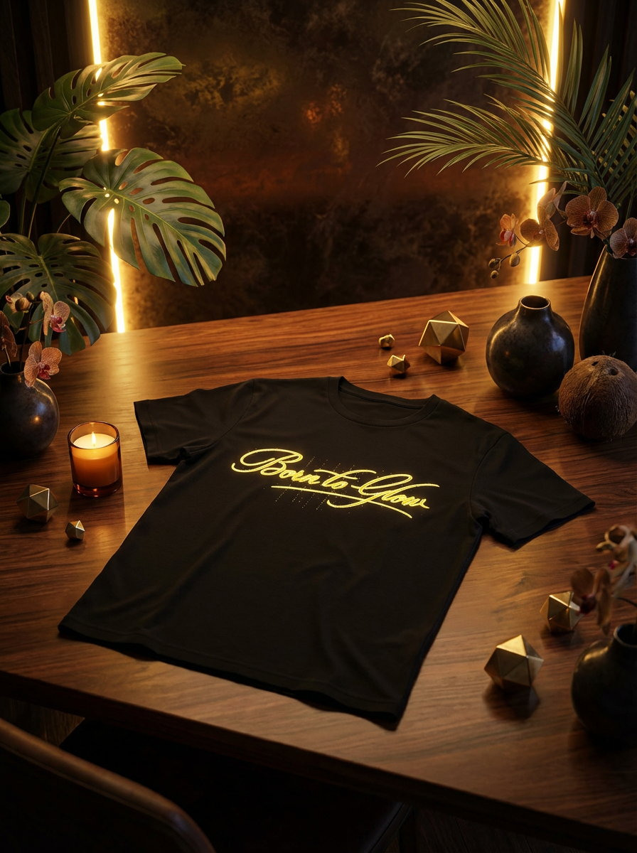 Born to Glow T‑Shirt — Suede Script Graphic Unisex Tee