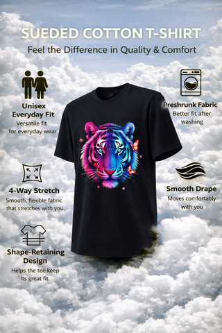 Vibrant Neon Tiger Design Unisex Sueded T-Shirt