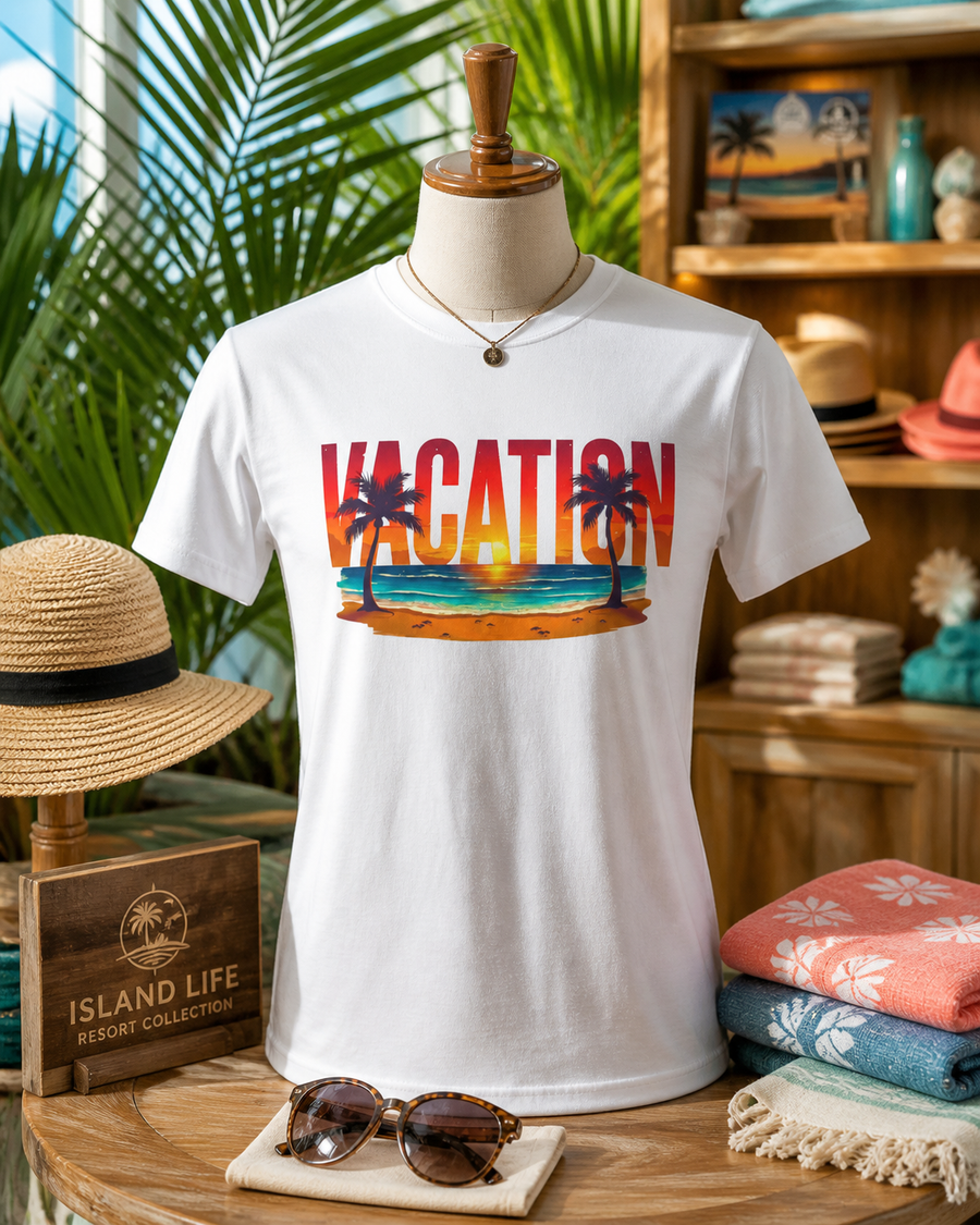 Ultra-Soft Vacation Beach T-Shirt — Sunset Palm Graphic Summer Tee